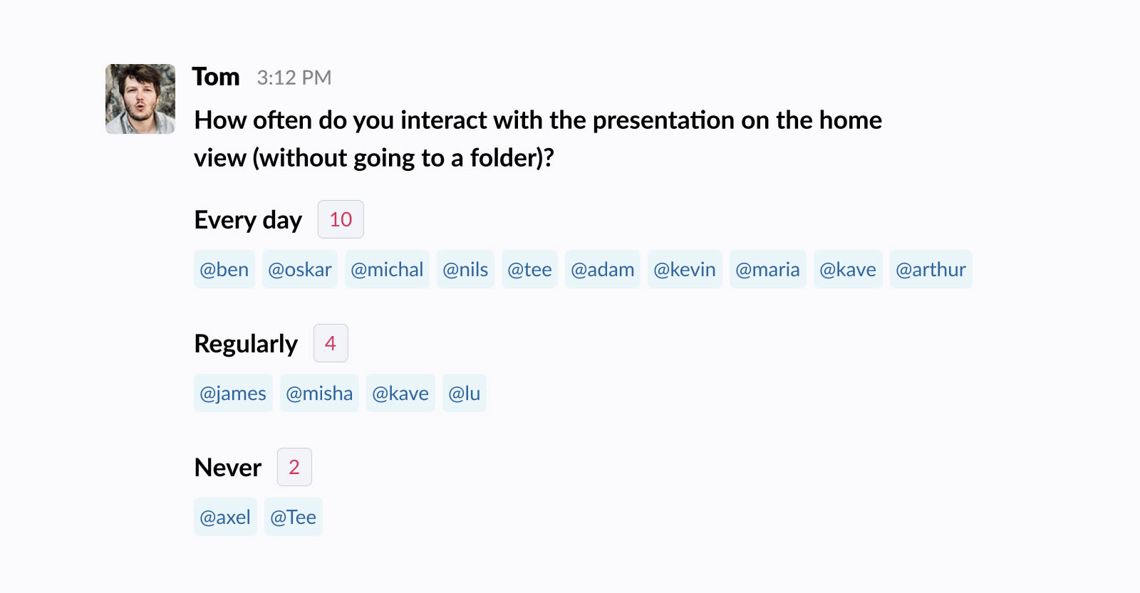 Using polls in Slack for design feedback