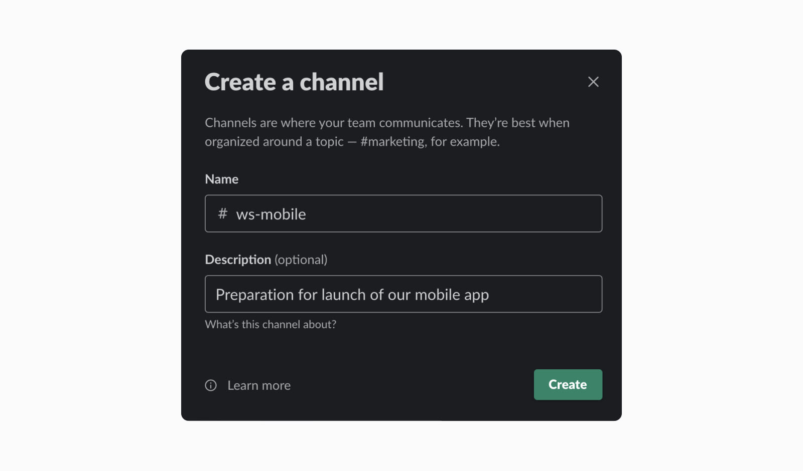 create dedicated Slack channels for specific tops