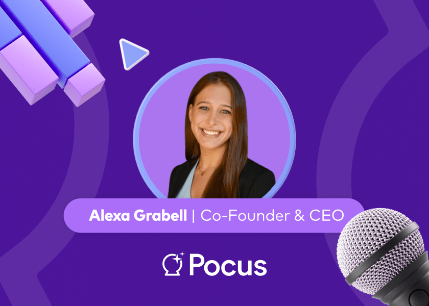 A portrait of Alexa Grabell, co-founder and CEO of Pocus, for a founder Q&A blog post on tips for thriving in product-led sales