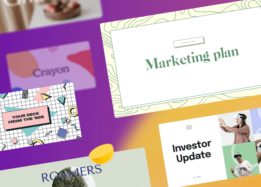 A collection of aesthetic presentation templates for marketing, design, and sales