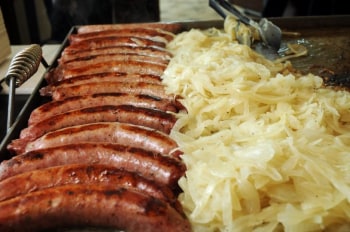 Sausages und sauerkraut. Far from the wurst dinner to have on a global food trip.