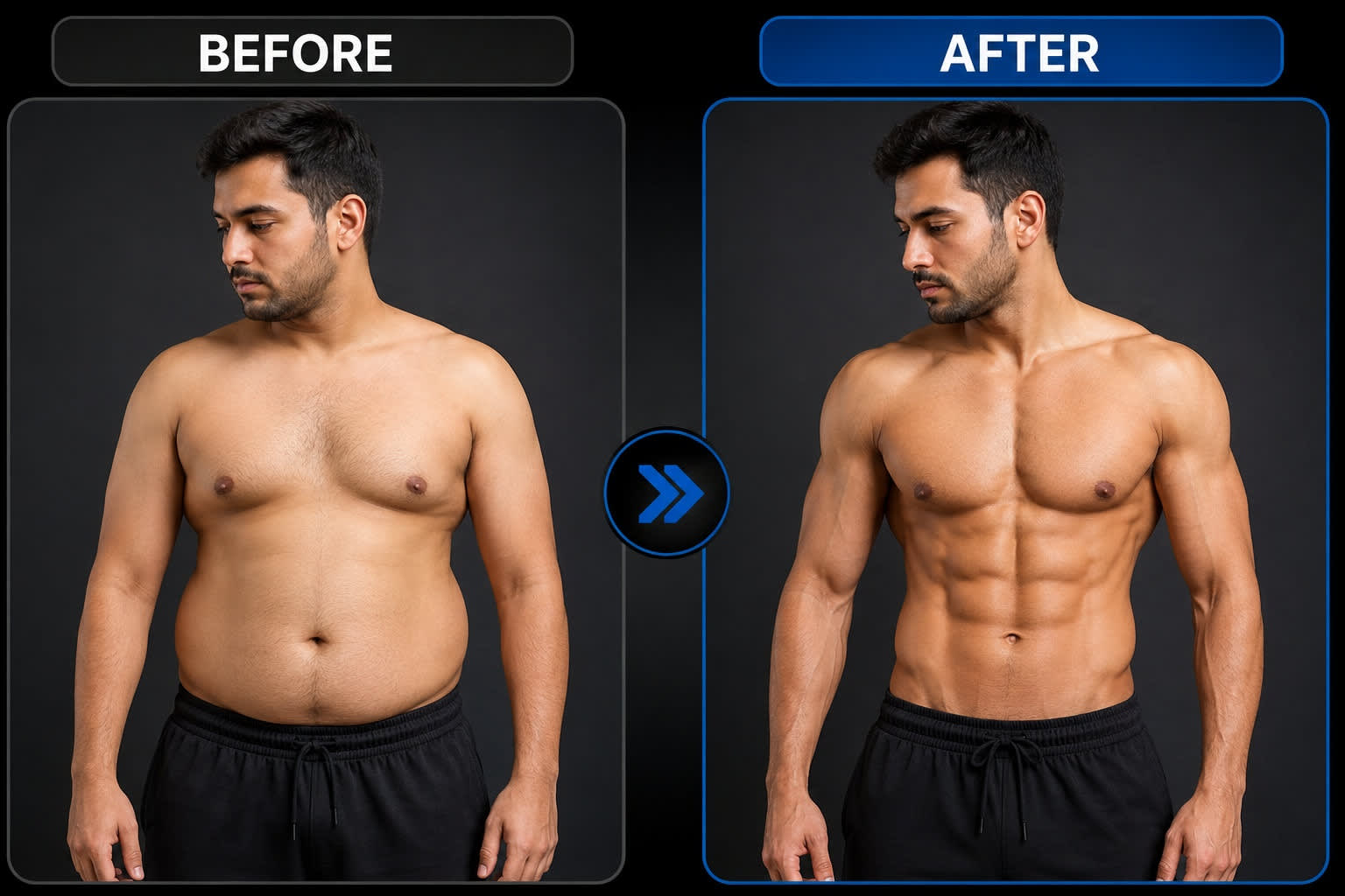 Six pack abs creation — before and after