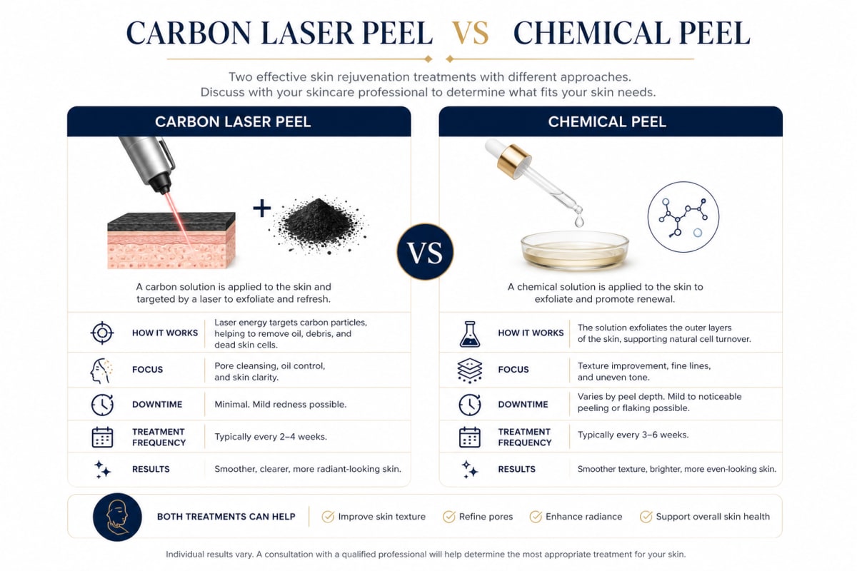 Carbon laser peel versus chemical peel comparison at Revive61
