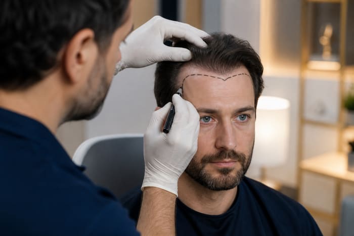 Illustrative image of personalised hairline and graft planning