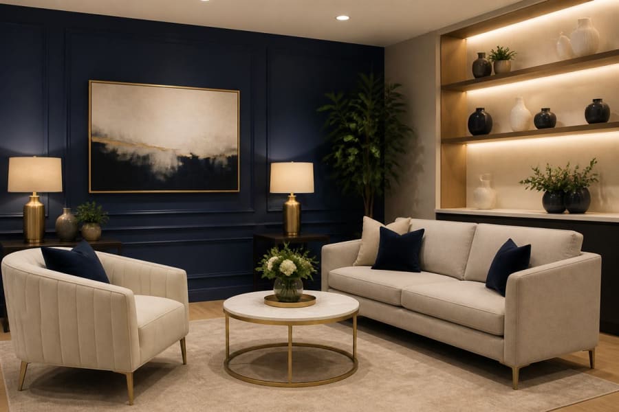 Private clinic lounge for confidential liposuction consultations