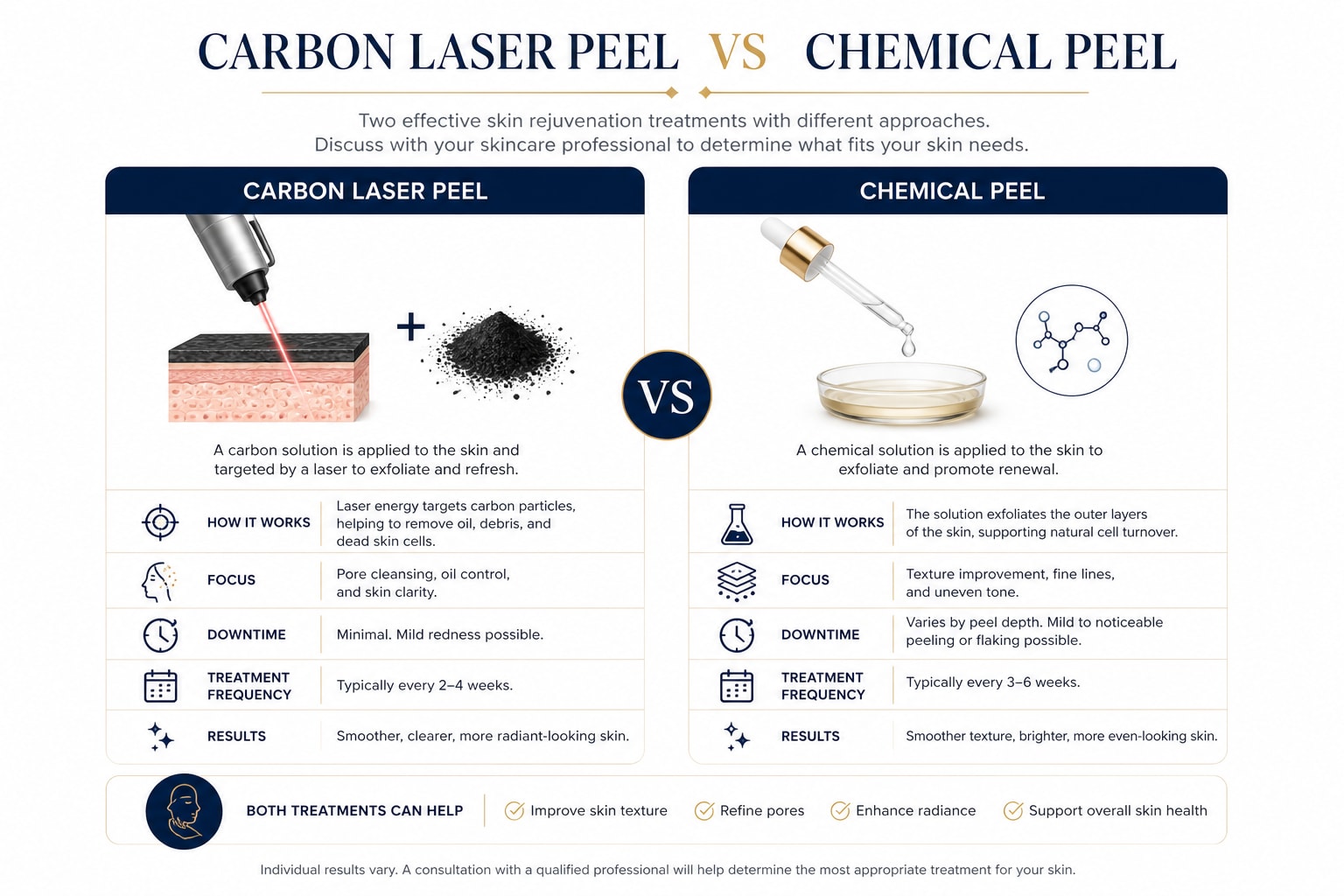 Carbon laser peel versus chemical peel comparison at Revive61