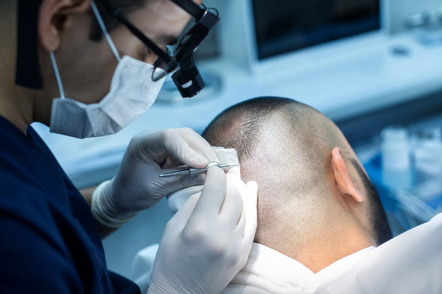 FUE hair transplant procedure — follicular unit extraction at Revive61