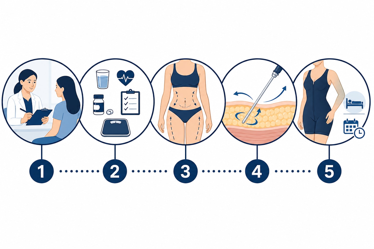 Liposuction consultation, surgery and recovery process