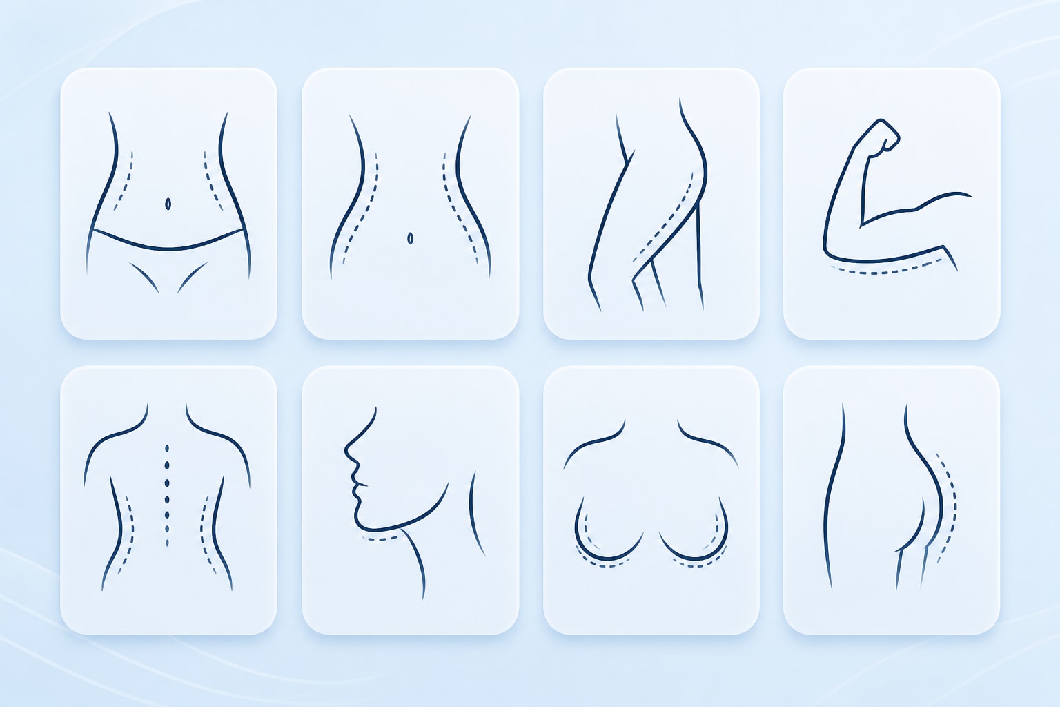 Areas that may be treated with liposuction