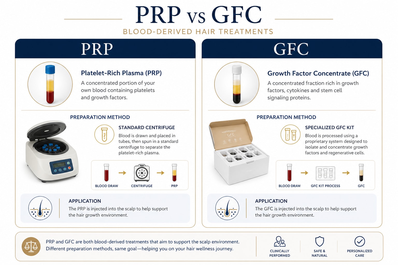 GFC versus PRP hair treatment comparison at Revive61