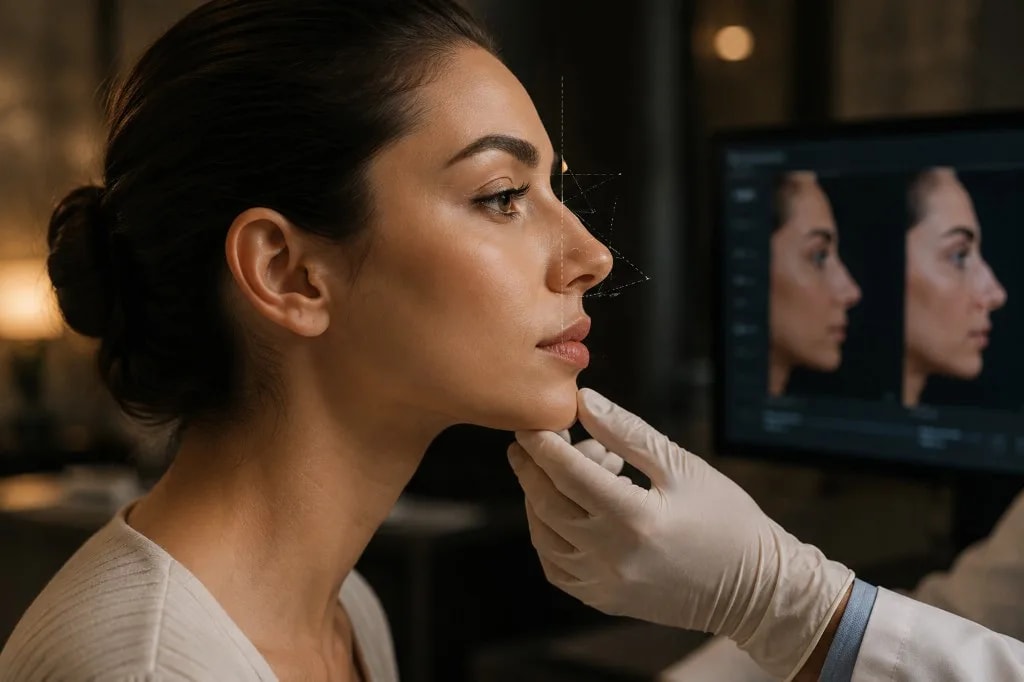 Facial profile proportion analysis for rhinoplasty planning
