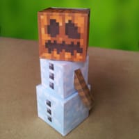 Minecraft Papercraft Snow Set Madeira Gelo Lobo Golem