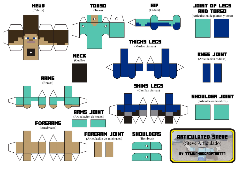 Papercraft Minecraft Steve Para Imprimir E Montar OrigamiAmi Arte Para ...