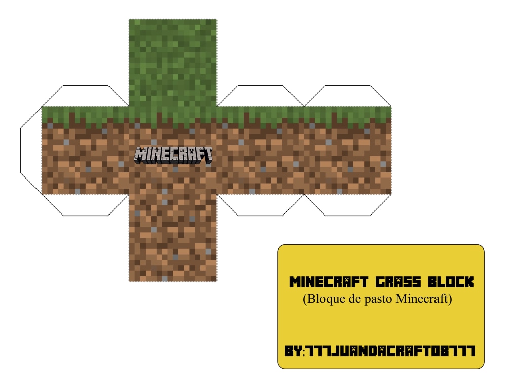 Grass Block - Minecraft Grass Block Printable Papercraft Template