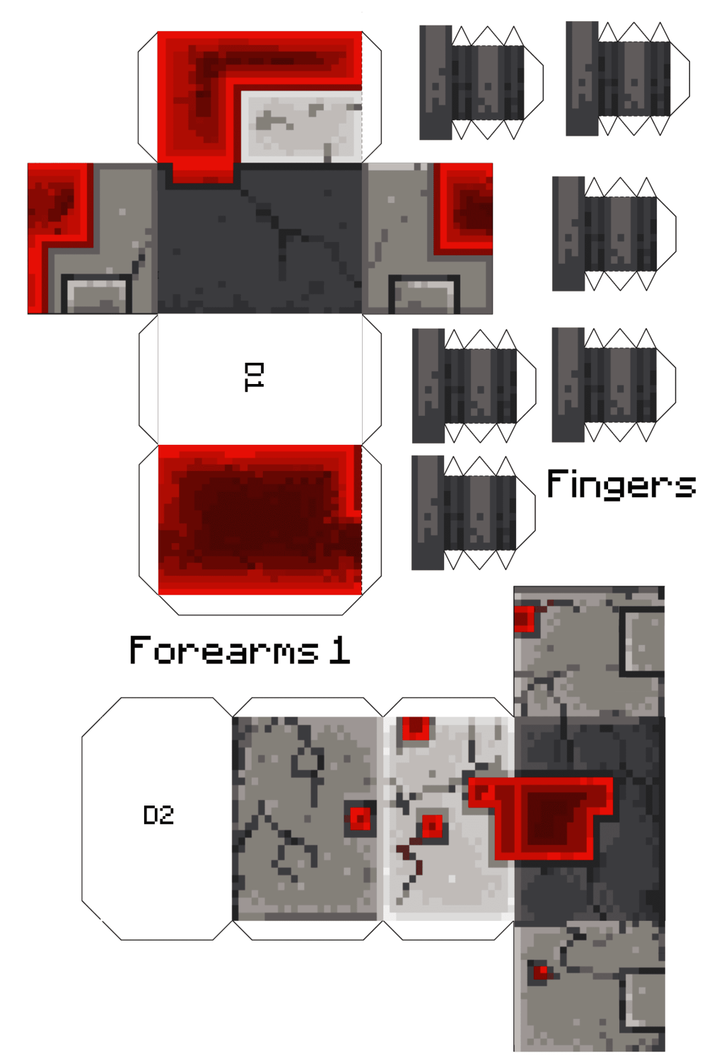 Redstone Ore - Printable Minecraft Redstone Ore Papercraft Template