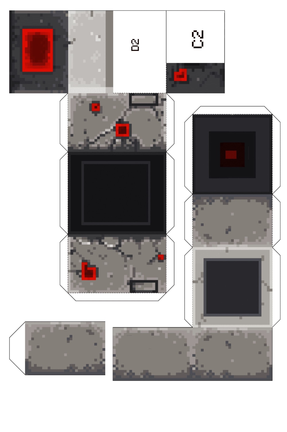 Redstone Ore - Printable Minecraft Redstone Ore Papercraft Template