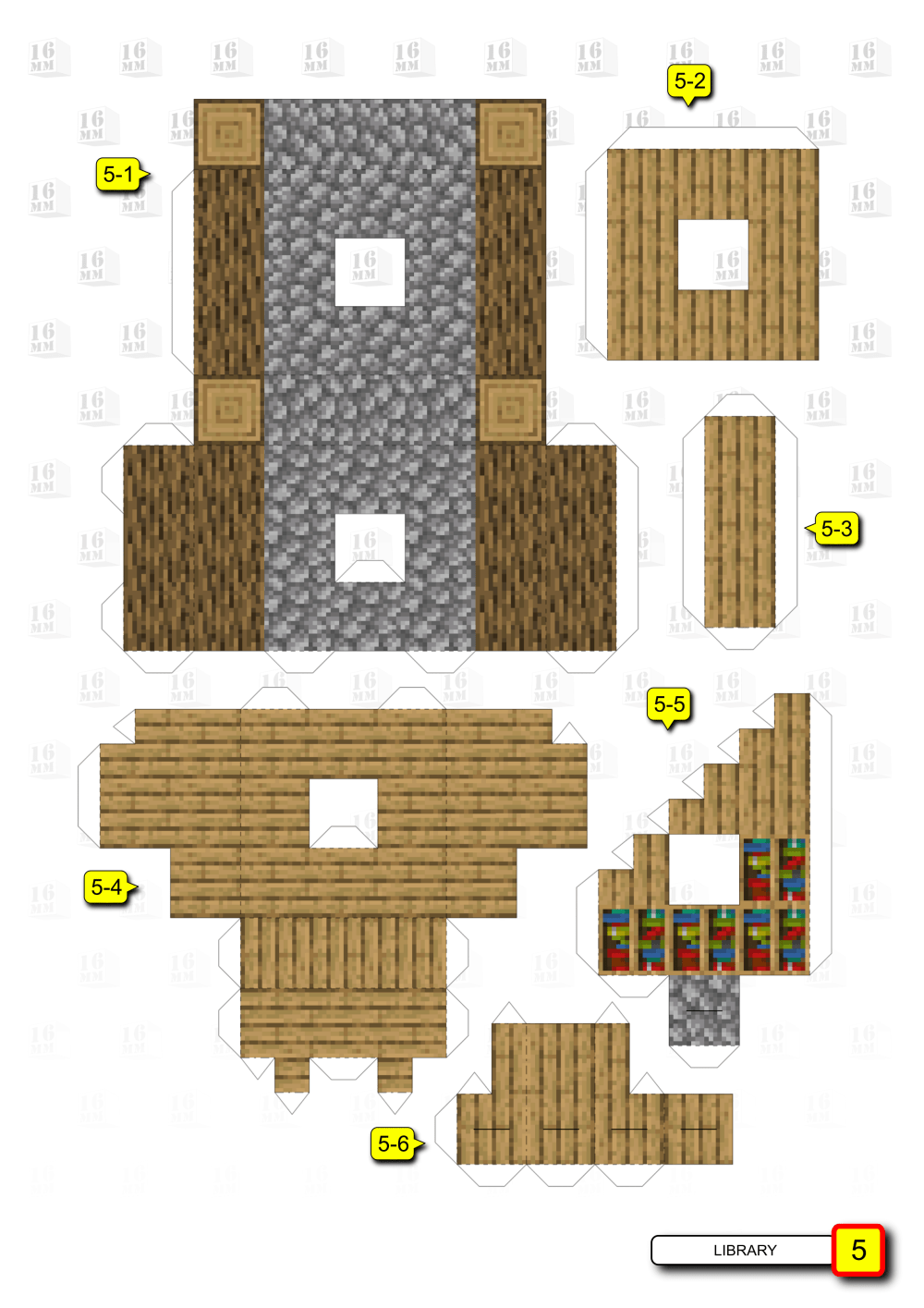 Pixel Papercraft - Library - two sizes