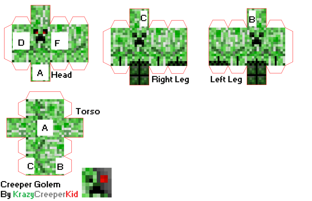 Mini Creeper Golem Pixel Papercraft Mini Creeper Golem Pixel Papercraft