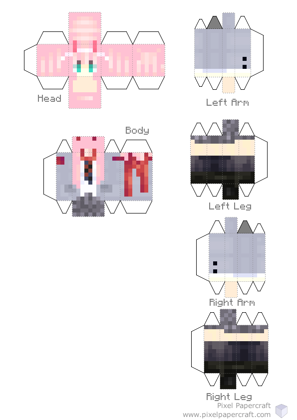 PAPERMAU: Five Anime Paper Dolls In Minecraft Style - by Pixel Papercraft
