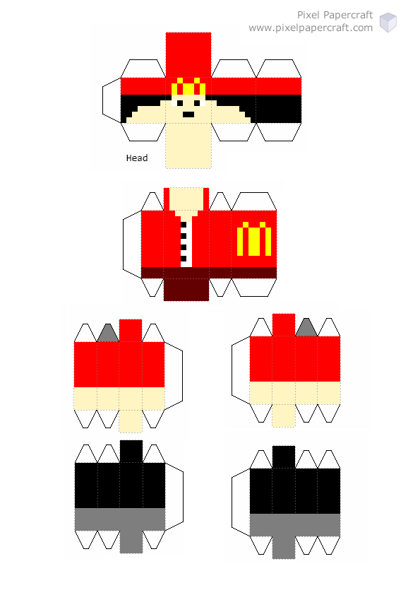 Pixel Papercraft - Crew Guard, Meal Burner And Ronald McDonald ...