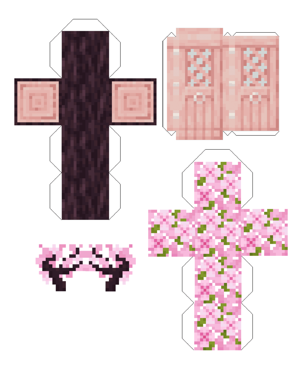 Pixel Papercraft - Cherry blossom block pack (minecraft 1.20)