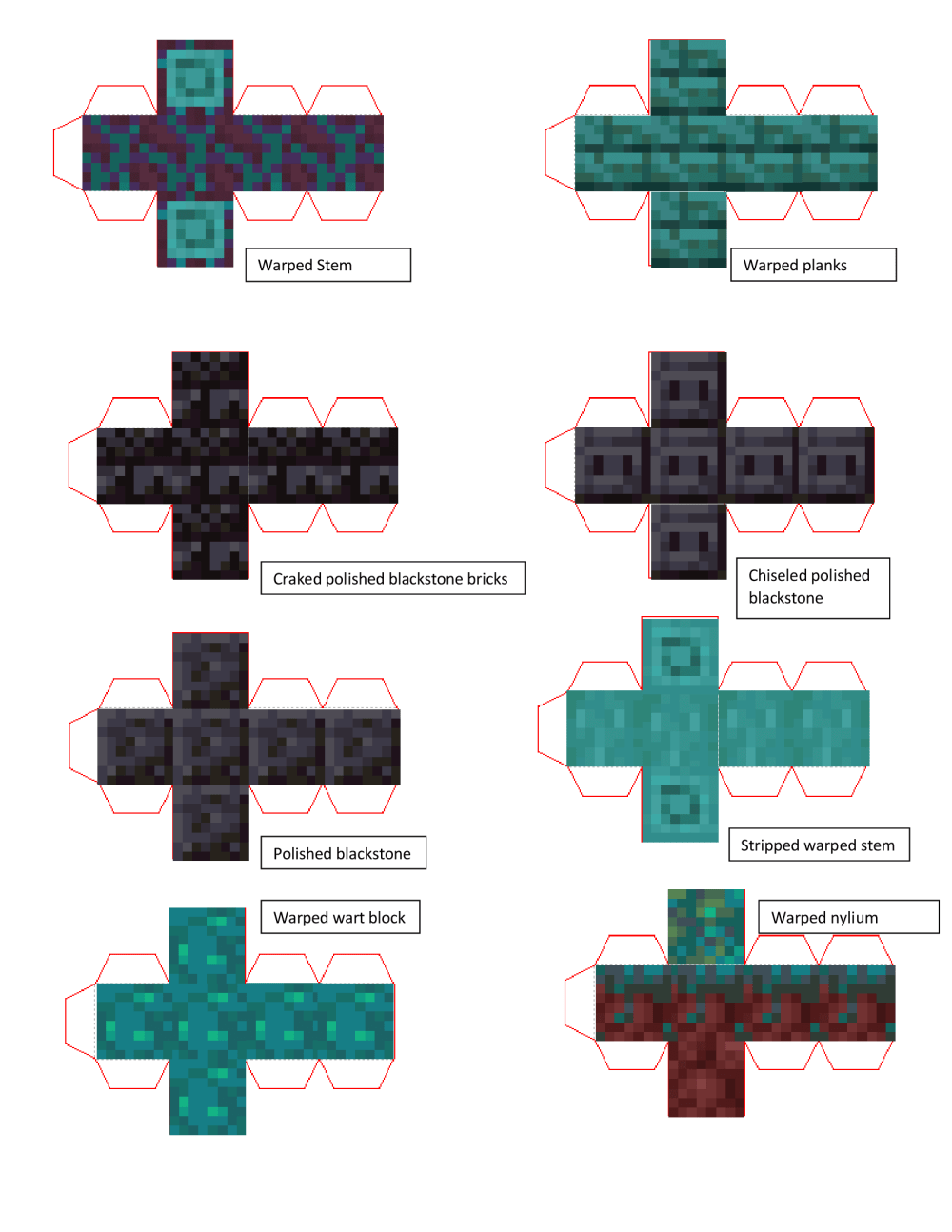 Pixel Papercraft - All mini nether blocks