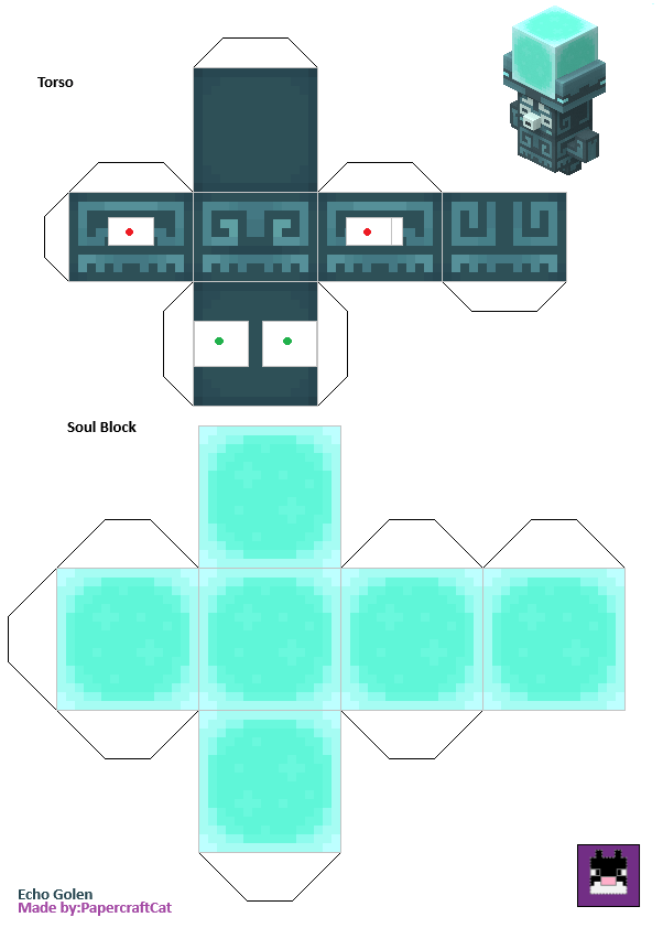 Minecraft Dungeons II Echo Golem - Pixel Papercraft