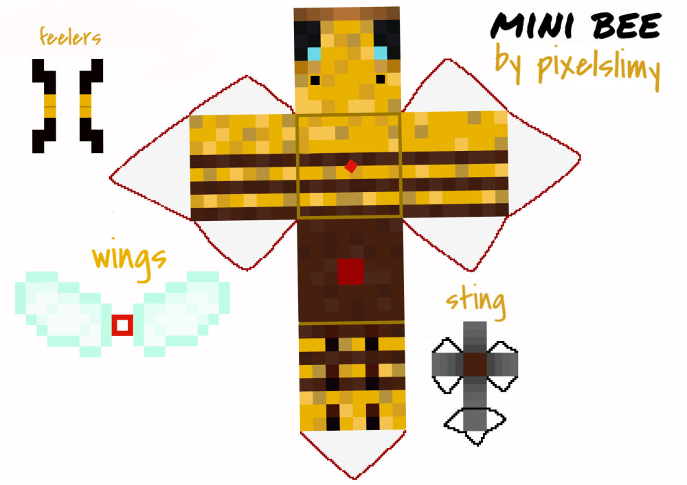 DIY Minecraft Bee From Scratch, Minecraft Papercraft Bee