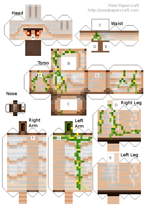 PAPERMAU: Minecraft - The Iron Golem Paper Model - by Oitansensei