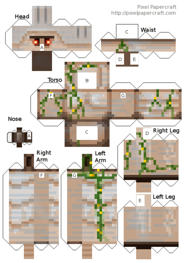 Papercraft Iron Golem (Faithful 32x) in 2023  Minecraft templates, Iron  golem, Minecraft printables