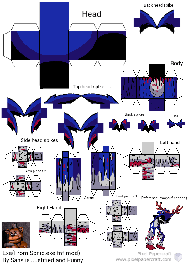 Pixel Papercraft - Exe (Fnf Vs Sonic.Exe Mod)