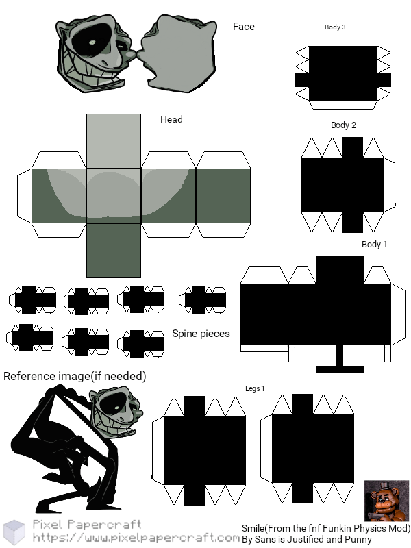 Pixel Papercraft - Smile (Fnf Funkin Physics Mod)