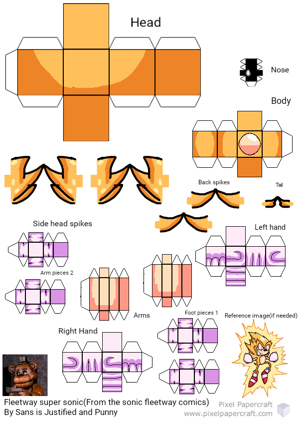 Pixel Papercraft - Fleetway Super Sonic(Sonic The Comic Series)