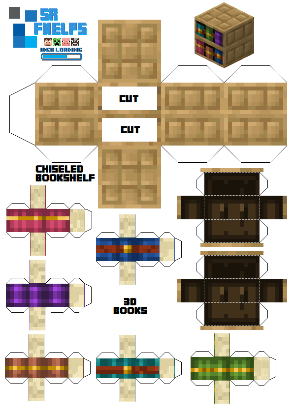 Pixel Papercraft - Advanced Chiseled BookShelf (22w42a)