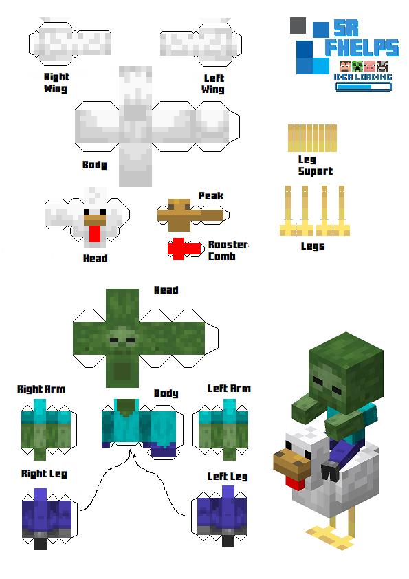 Tutorial PaperCraft Minecraft - Galinha / Chicken 