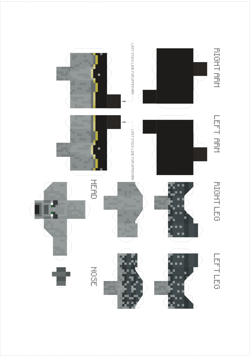 Minecraft Mutant Skeleton Pixel Papercraft Download - Minecraft