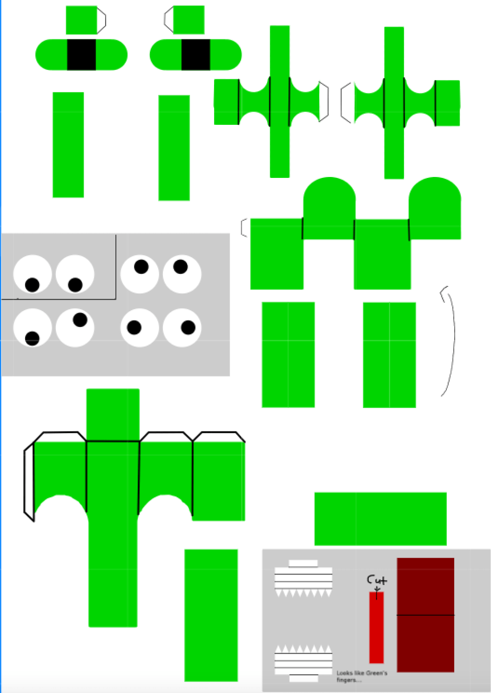 Pixel Papercraft - Rainbow Friends Green