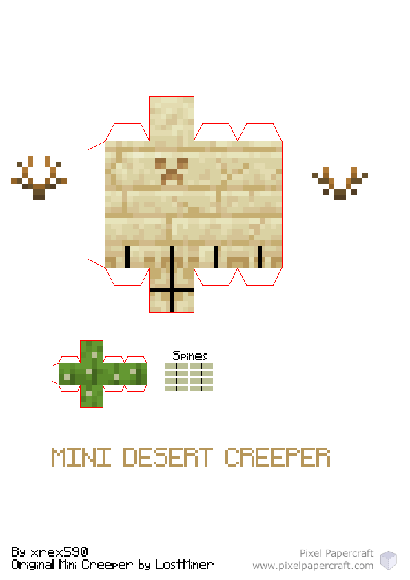 Pixel Papercraft - Mushroom creeper (creeper overhaul)