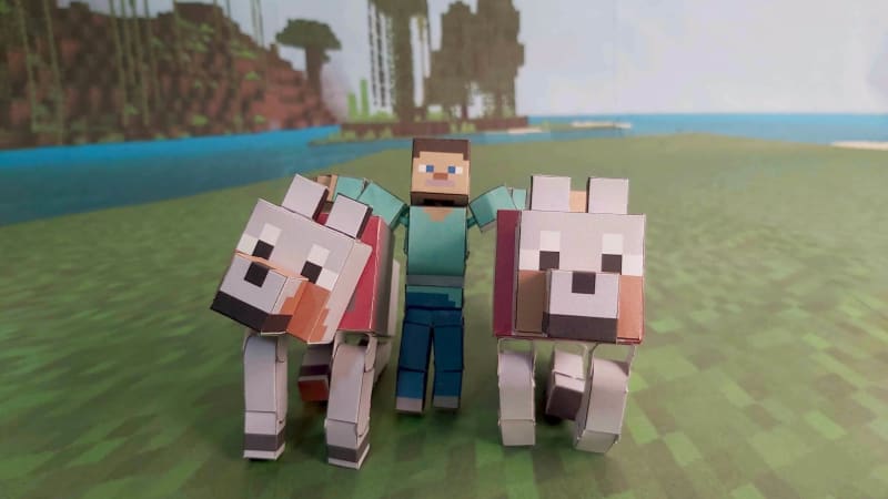 How to make a Minecraft Papercraft Bendable Wolf (sits down) 