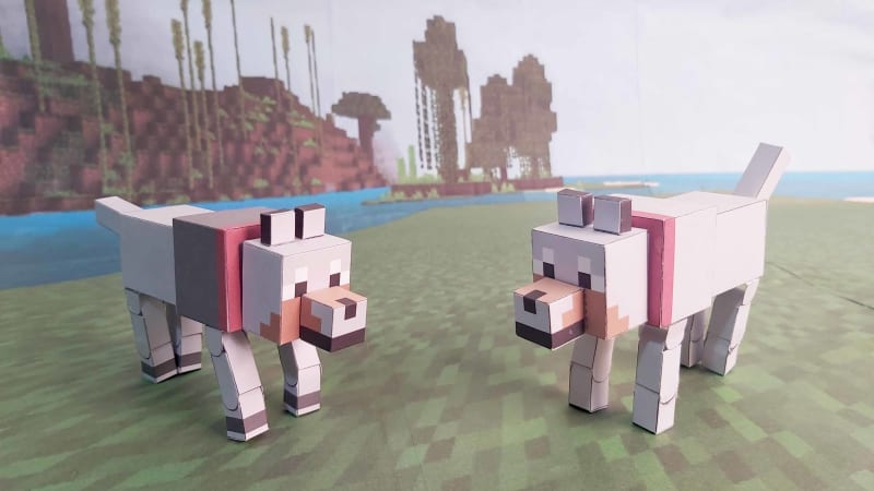 How to make a Minecraft Papercraft Bendable Wolf (sits down) 