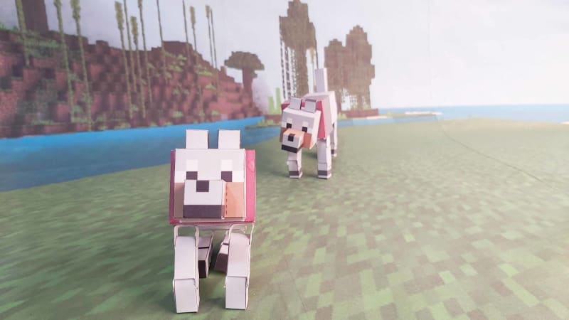 How to make a Minecraft Papercraft Bendable Wolf (sits down) 