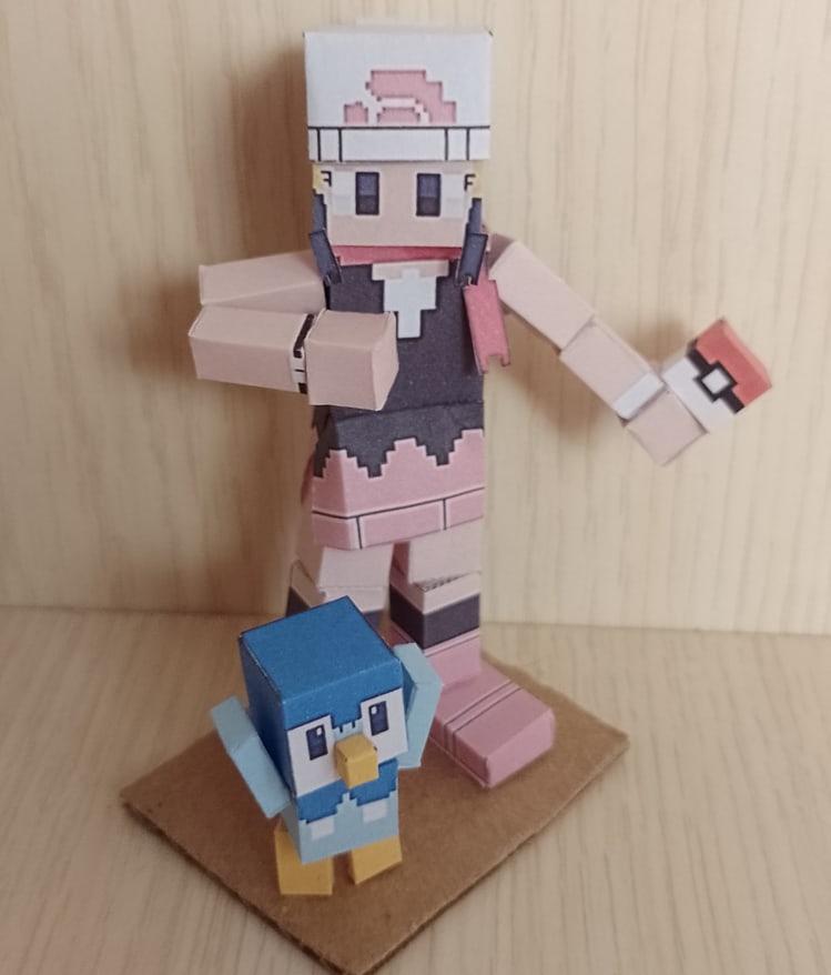 pixel-papercraft-dawn-and-piplup-pokemon
