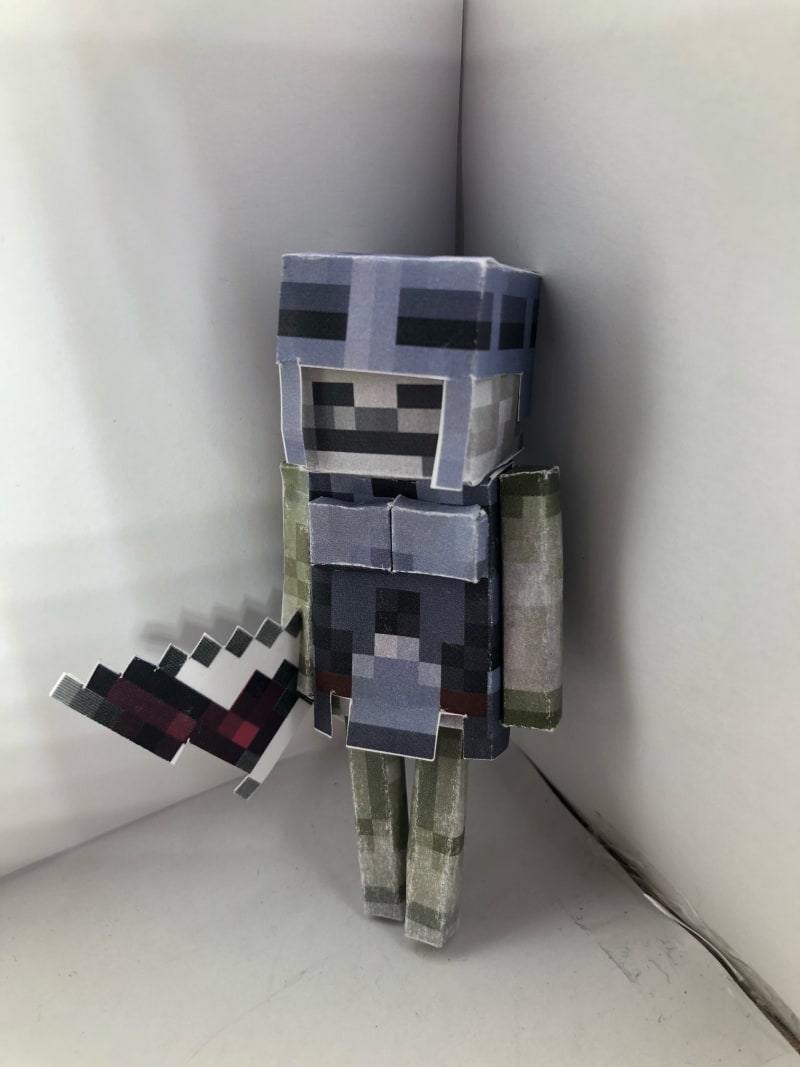 Pixel Papercraft Armored Mossy Skeleton Minecraft Dungeons Arcade