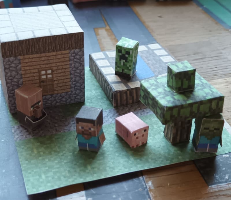 Pixel Papercraft Mini Village Diorama 