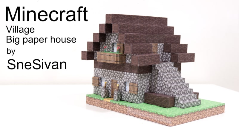 Pixel Papercraft Minecraft Diorama Village Big House