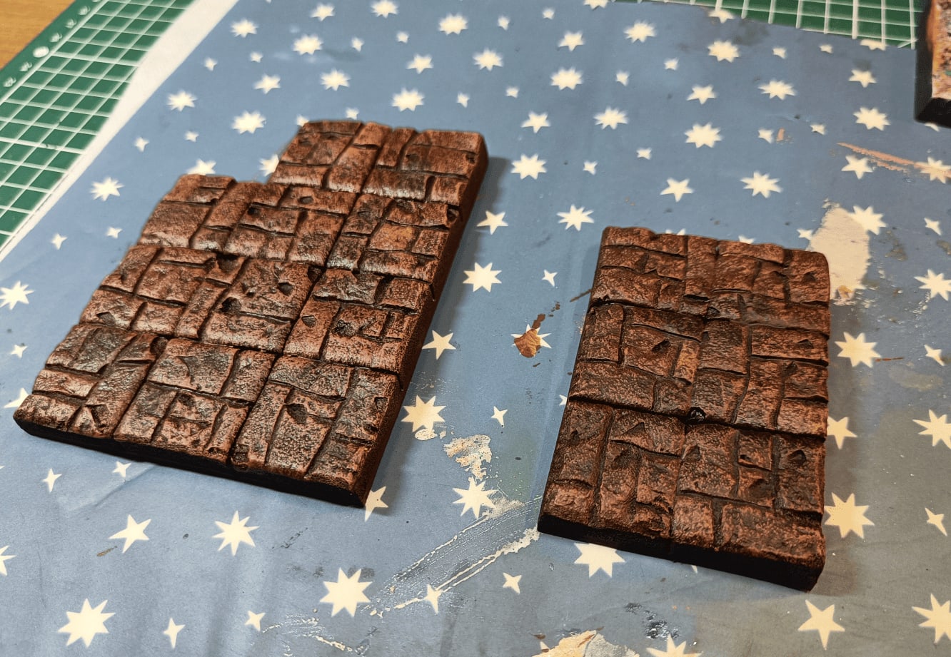 Red tiles with finished wash showing gritty weathered look