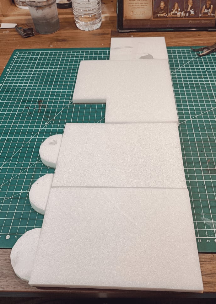 Cut foam tiles test fitted together to verify dimensions