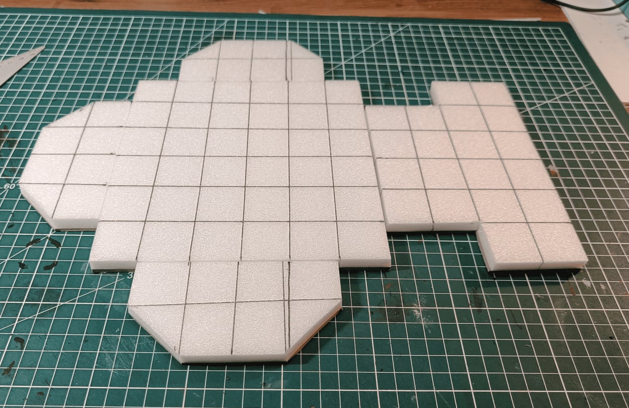 Floor tiles carved with not perfectly straight lines to be corrected