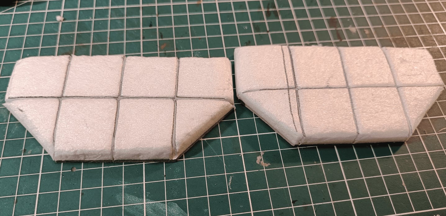 Two small side sections kept separate for modular 6x6 center tile reuse