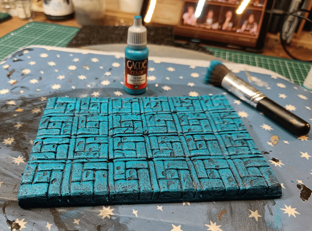 Blue room started with very bright turquoise base coat